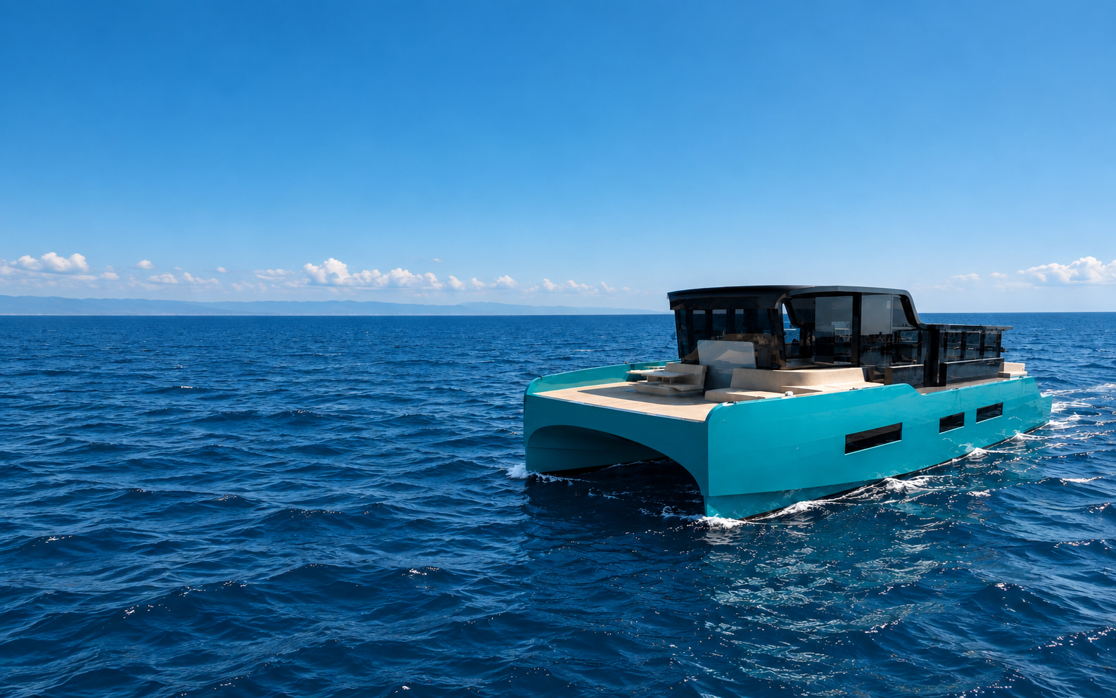 Urbani 60H in turquoise, viewed from the front at three quarters